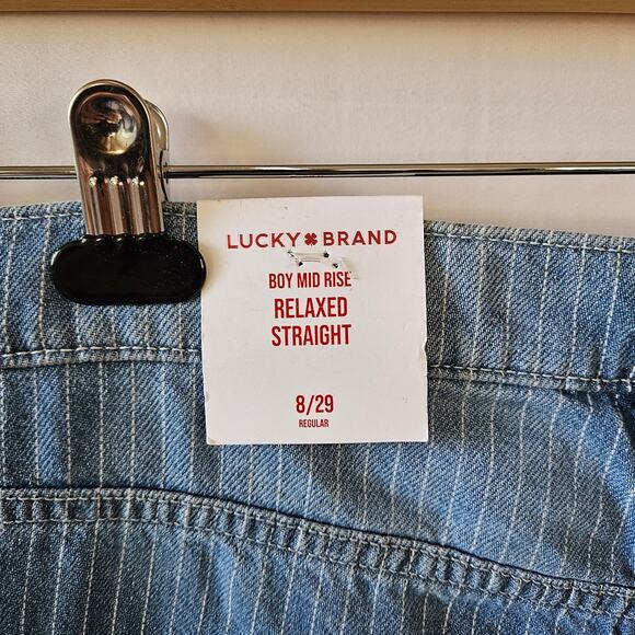 Lucky Brand Women's Boy Mid Rise Striped Relaxed Straight Jeans 8/29R - Picture 9 of 14